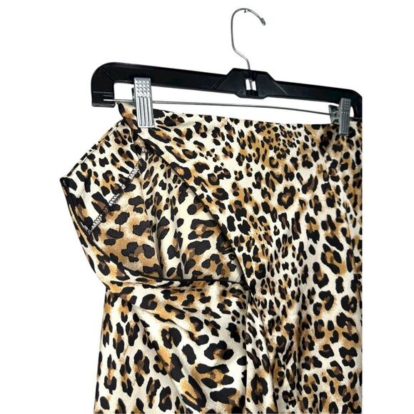 Ellison Women’s Large Leopard Print Midi Skirt Angled Zip Closure Lightweight - Picture 4 of 6